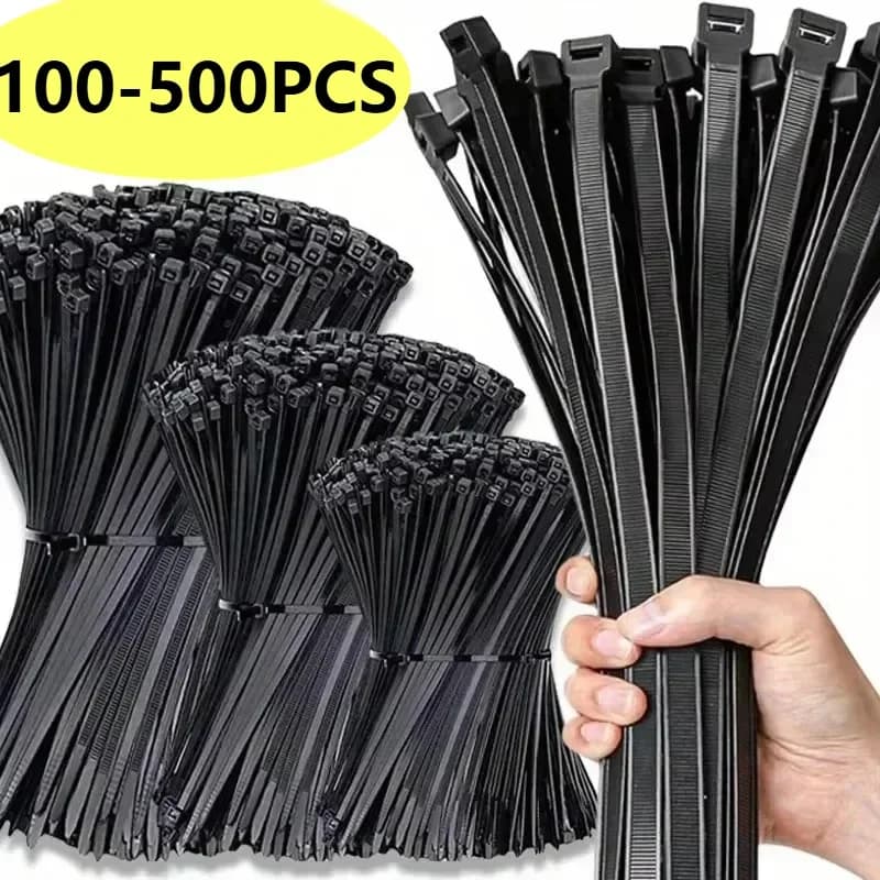 Fascette fermacavi in nylon da 100-1000 pezzi, regolabili, autobloccanti, con anello di fissaggio, riutilizzabili, in plastica, per casa e ufficio