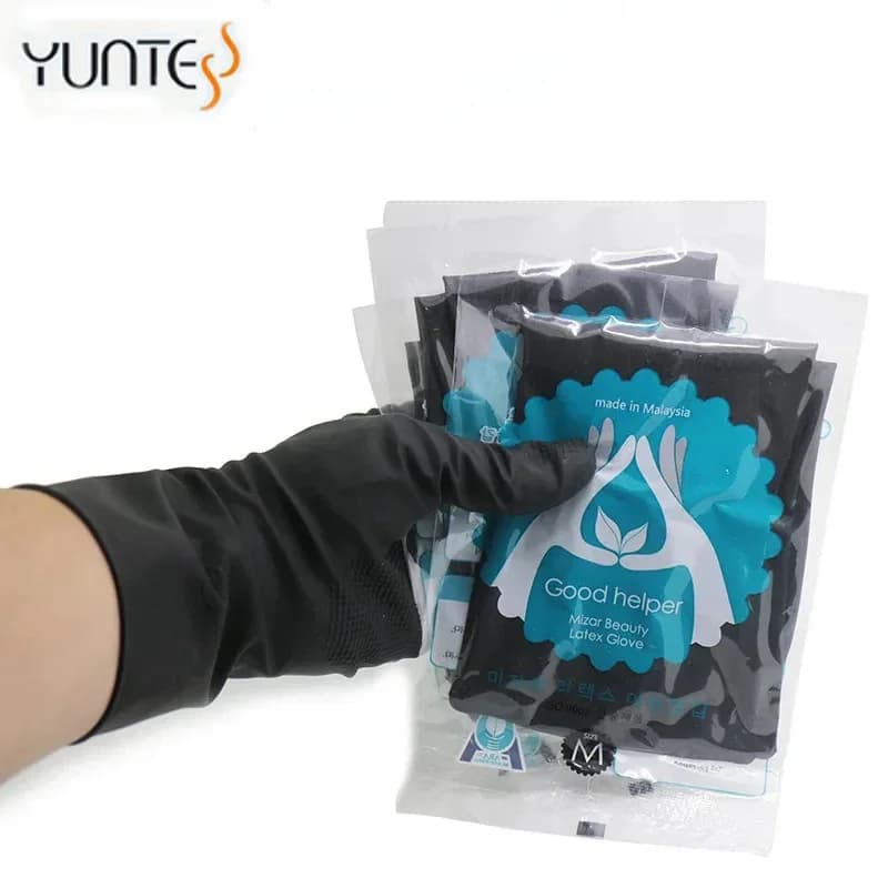 10 PCS Latex Gloves Resistant Gloves High Elasticity Puncture Resistant Anti-Slip Surface Reusable Hair Salon Gloves Housework