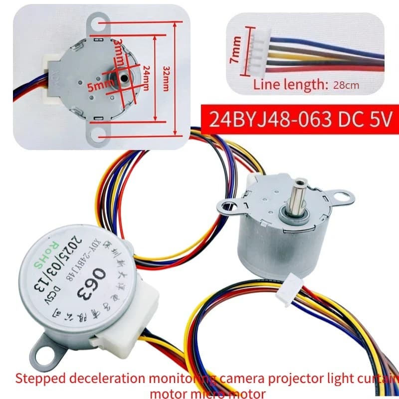 24BYJ48 DC 5V mini-pass motor, suitable for smart curtains, cameras, projectors, stage lights Arduino DIY