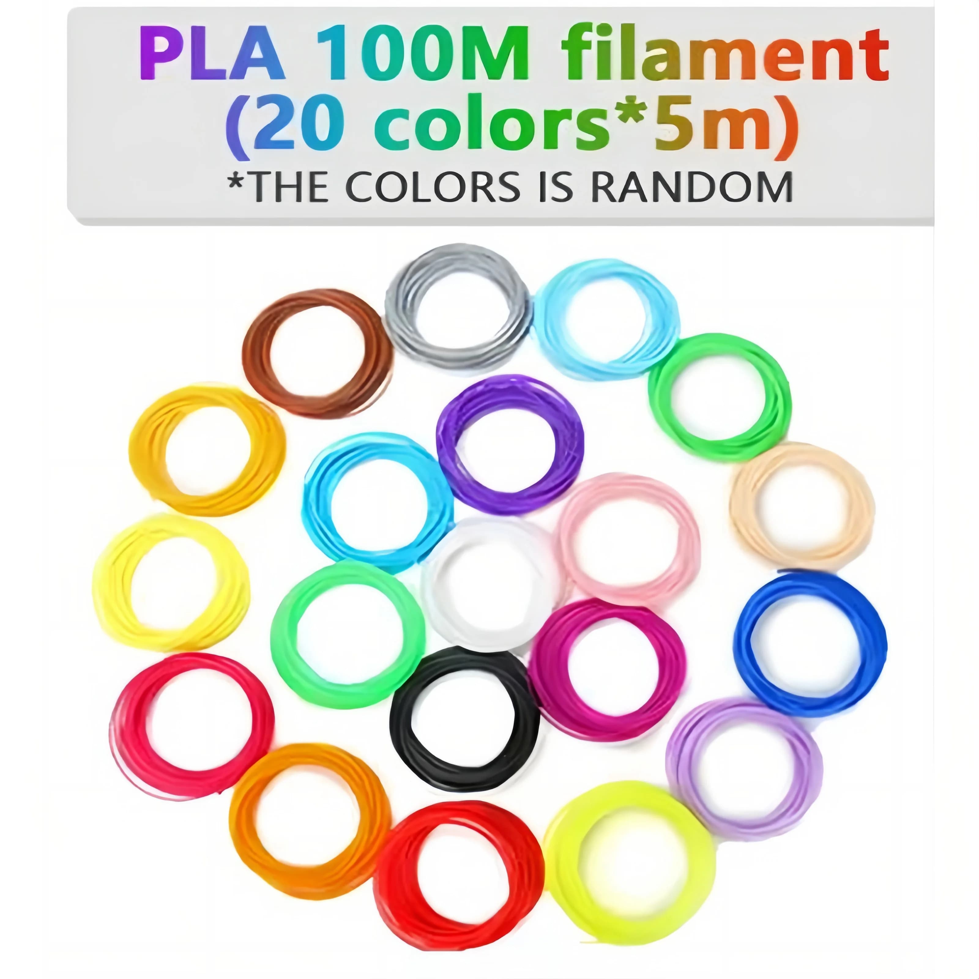 5M 20 Color 3D Pen Rear Pla 3D Pen Printing Cables 3D Pen Printing Materials for 3D Printer Filament Printing High precision printer cable