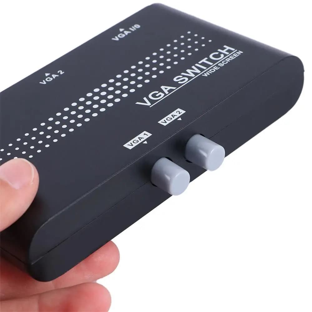 2 porte 1920x1440 Accessori per monitor 2 vie VGA Splitter VGA Switcher Converter Box Adattatore per interruttore video