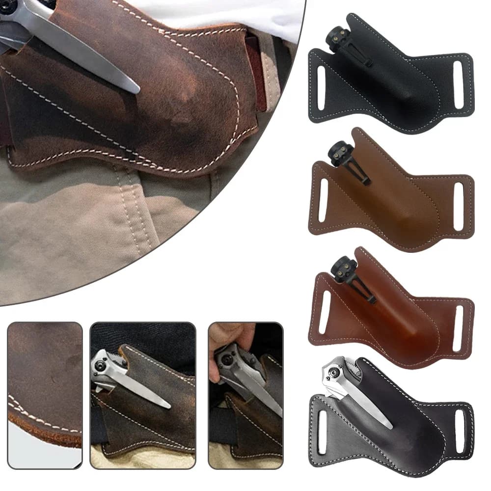 Fodera per fodero Tasca per caccia Fodero in pelle Custodia per cintura Custodia per torcia Custodia per coltello pieghevole Attrezzo da campeggio per il trasporto all'aperto