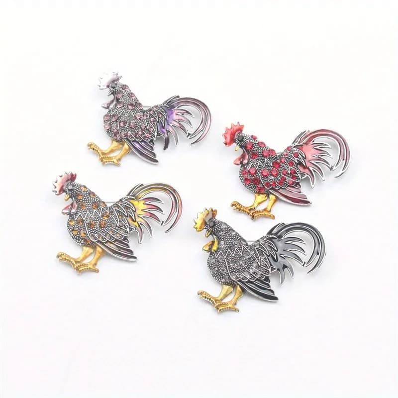New Rooster Brooch Vintage Luxury Multi-colored Rhinestone Corsage Dress Pin Accessory Gift