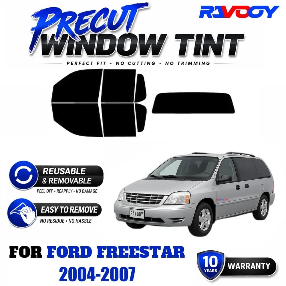 RAVOOY Precut Window Tint, Reusable Removable EPU Film, Custom Fit for Ford Freestar 2004-2007, UV Heat Protection