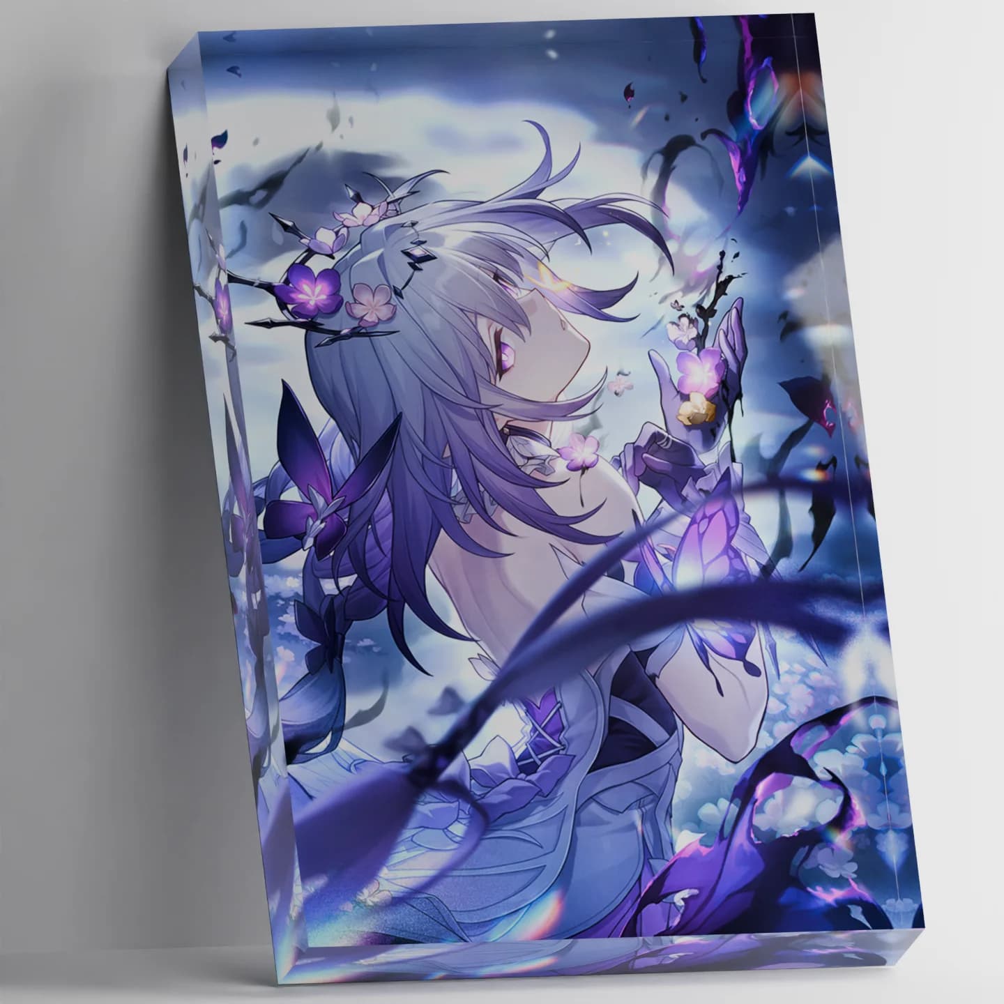 Blocco Fotografico in Acrilico Personalizzato Honkai Star Rail Castorice HSR, Supporto per Figurine, Farfalla Viola, Merchandising Anime e Giochi, Decorazione da Scrivania, Regalo