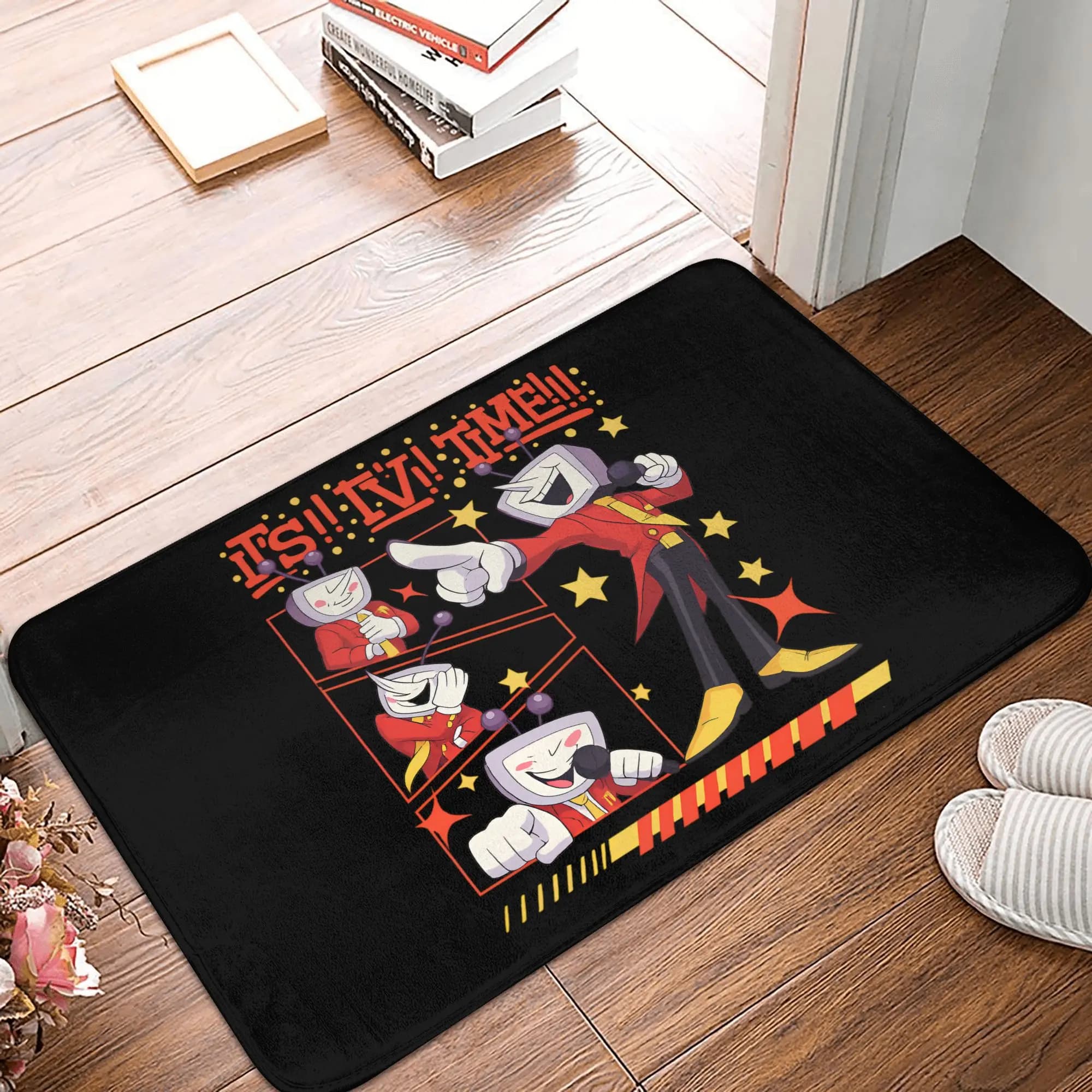 Tappeti da bagno antiscivolo Tenna Deltarune Game Door, tappetino da esterno con meme 'It's TV Time', tappeto per camera da letto, balcone, ingresso