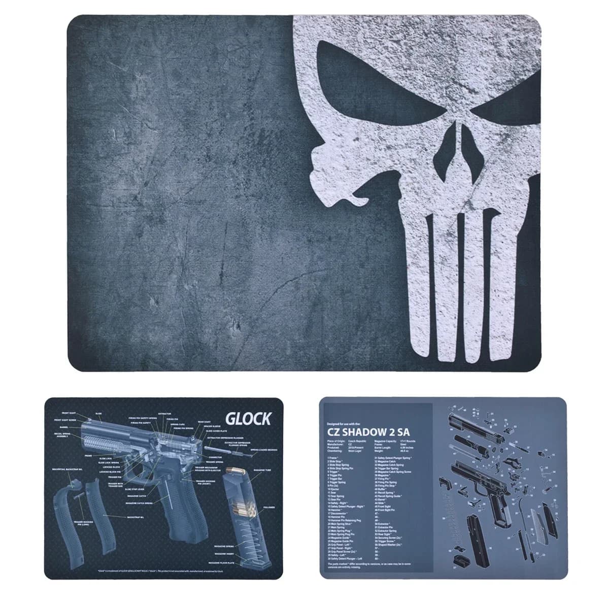 Punisher SIG P250 CZ Shadow 2 SA Glock 17 19 rubber tactical gun cleaning mat with parts