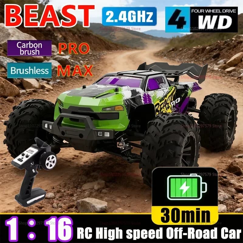 Auto RC PRO/MAX 1:16 80KM/H 4WD Brushless Off-Road da Corsa e Drift, Giocattolo Telecomandato ad Alta Velocità per Bambini e Adulti, per Esterni