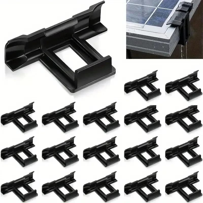 40 pezzi clip di drenaggio del flusso d'acqua del pannello solare staffe di montaggio in plastica nera durevole per pannelli solari grondaie sistemi di copertura