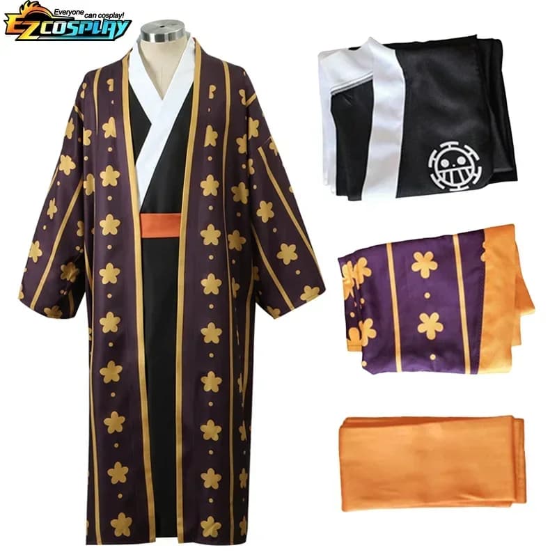 Trafalgar Law Cosplay Costume Anime Wano Country Law Kimono Uniform Full Set Man Halloween Carnival Party Costume