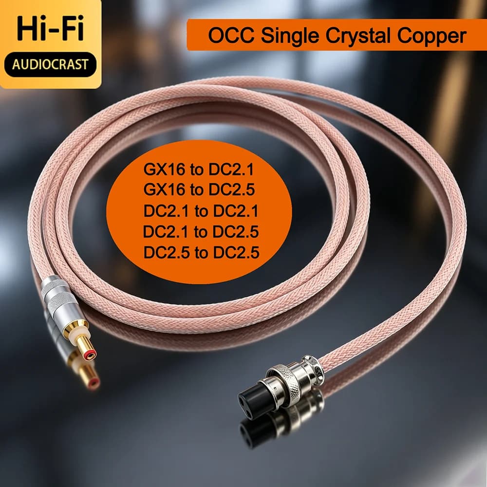 HIFI Audiophile DC Power Cord GX16-2P Connector OCC Copper Wire 5.5mm 2.1/2.5mm DC Jack Audio Equipment Power Cable