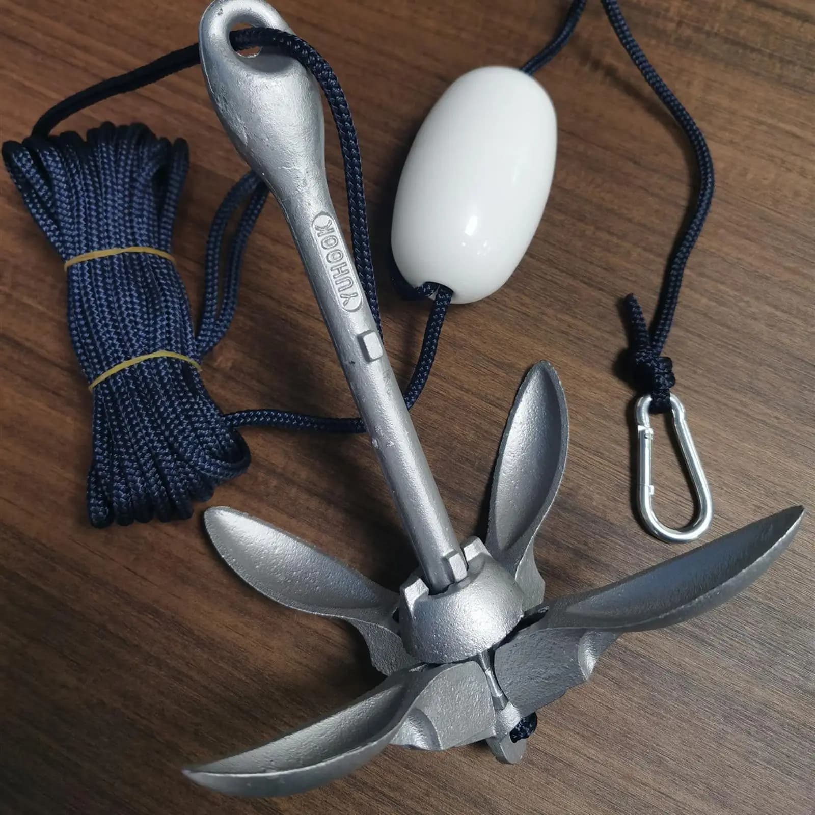 1.5kg Kayak Anchor Folding Grapnel Anchor Kit for Fresh and Water Premium 40ft Marine Grade Rope Foldable Claw Accessory