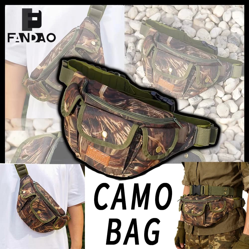 Marsupio tattico nascosto Camo Organizer regolabile Borsa a tracolla multifunzionale con 20 fori per proiettili per riprese all'aperto