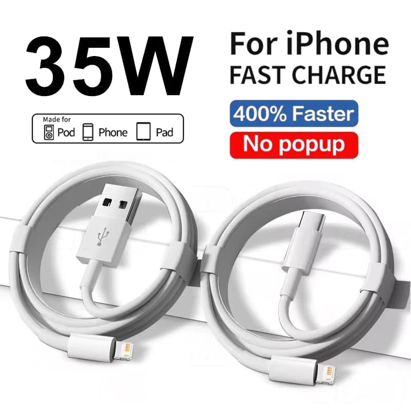 Original PD 35 W Quick Charging USB Cable for iPhone 11 12 13 14 Pro XS Max XR X 6 6S 7 8 Plus SE USB C Quick Charging Phone Cables