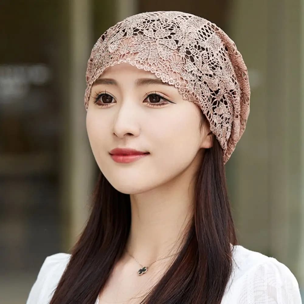 Cappello in pizzo traforato traspirante con fiori, berretto casual estivo alla moda da donna