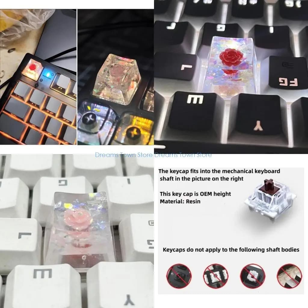 Hx6A OEM Floral Resin KeyCap Camellia traslucentemente per tastiere meccaniche