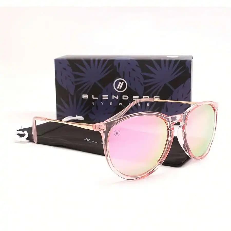 Oval Frame Polarized Sunglasses With Gradient Pink Green Lenses Lightweight Metal Hinges For Driving Daily Wear
