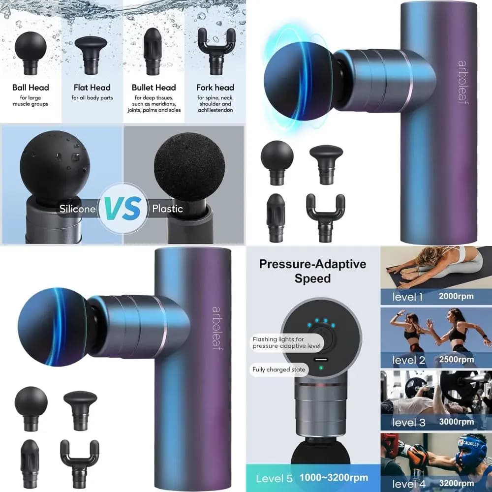 Deep Muscular Massage Gun Compatta in Metal - Silent, Portable for Athletes and Travels, Allevia il Dolore alla Schiena