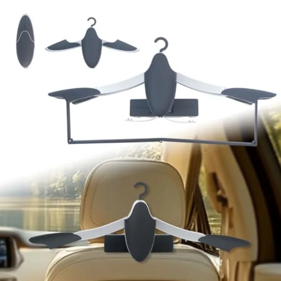 Gancio per Poggiatesta Auto - Ideale per Appendere Cappotti, Giacche, Camicie e Altri Vestiti - Organizzatore per Auto con Barra Appendiabiti