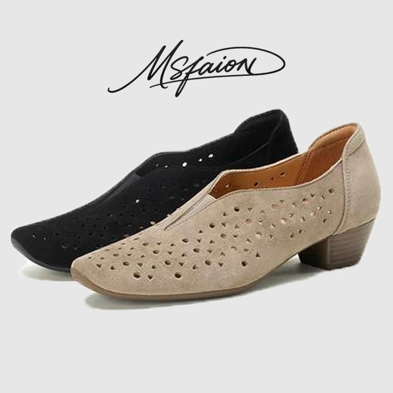 Scarpe con Tacco da Donna 2026 Nuove in Vera Pelle con Fodera in Pelle di Pecora Comode Slip-On con Suola in TPU Tacco Alto e Spesso