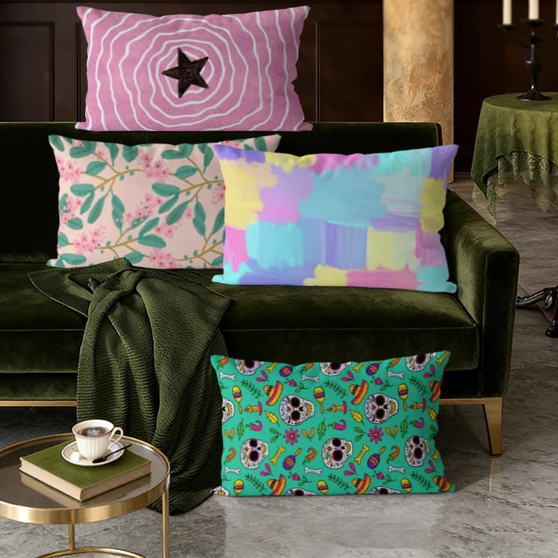 Fodere per cuscini lombari con stampa mista in stile Boho, adatte per divano, camera da letto, auto, cuscino rettangolare per la schiena
