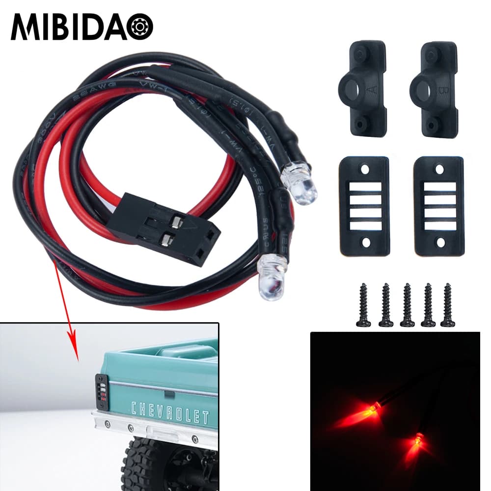 MIBIDAO Rosso Posteriore HA CONDOTTO LA Luce Fanale Posteriore per Axial SCX24 AXI00001 Chevrolet C10 1/24 RC Crawler Modello di Auto parti di aggiornamento