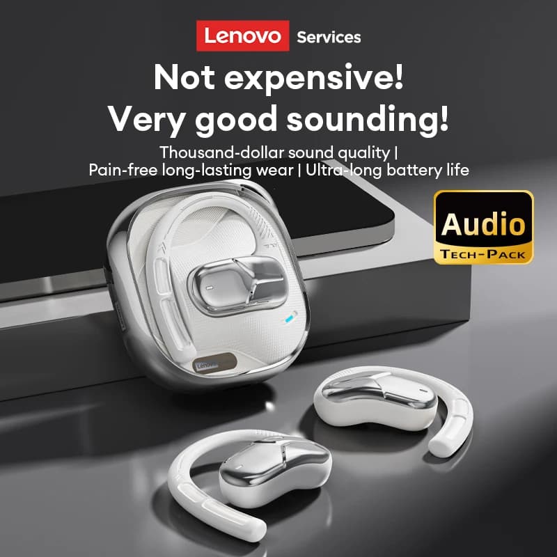 Nuove cuffie Lenovo AC101 OWS Bluetooth 6.0 con riduzione del rumore ENC, auricolari wireless, lunga durata, audio surround, auricolari sportivi