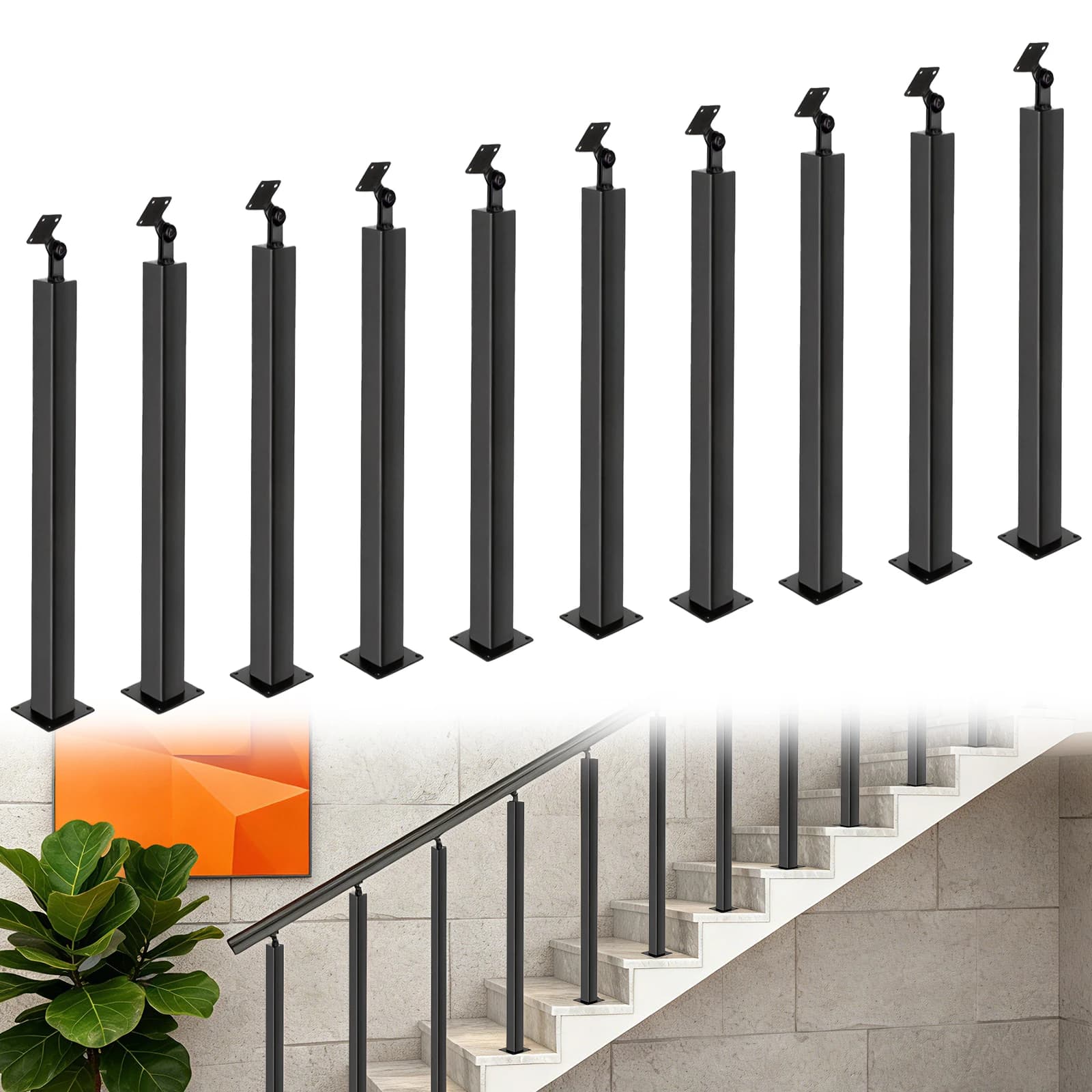 Pole for Ringhiera Stainless steel staircase 35/37 Inches with Vine Kit 270 ° Adjustable (Unincluded) for Terrace and Balcony