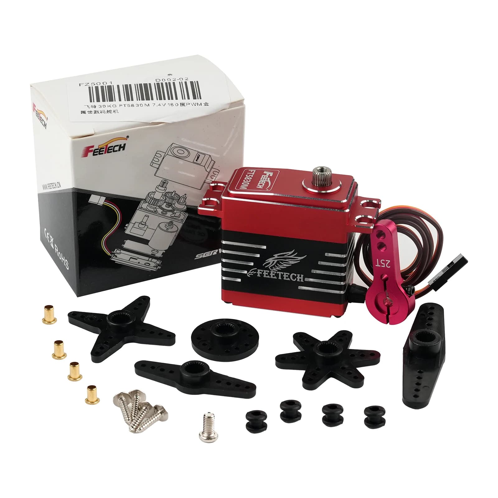 Feetech FT5830M 30KG Digital RC Servo Motor 7.4V 180 Degree Metal Gear 25T Servos Horn Arm for RC Cars Crawler Buggy Helicopter