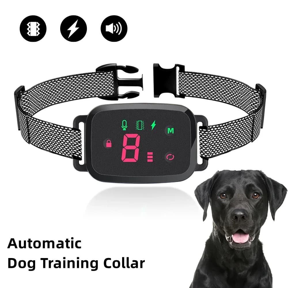 Collare per cani antiabbaio automatico intelligente Display digitale HD Collare impermeabile IP67 per tappo antiabbaio ricaricabile per cani Smettere di abbaiare