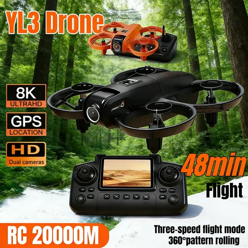 Nuovo Drone GPS YL3 con Telecamera 8K HD, Schermo sul Telecomando, Evitamento Ostacoli, Lunga Durata della Batteria, Motore Brushless, Quadricottero 2026