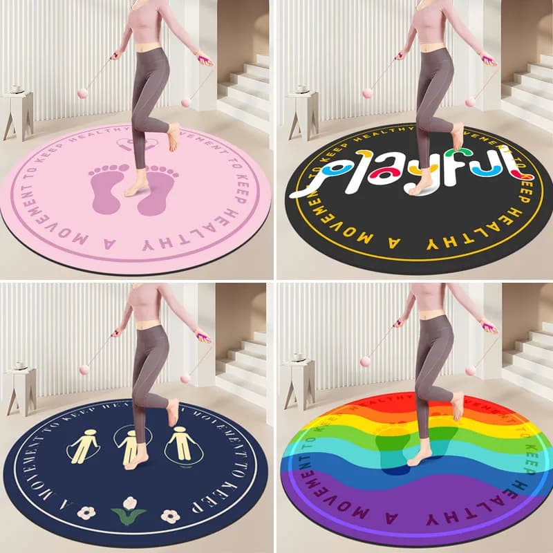 New Large Size Exercise Mat, Yoga & Fitness Carpet, Round Shape, for Home Use, Jump Mat with Corda, Insorizing & Antiurto, Modern & Simple Style