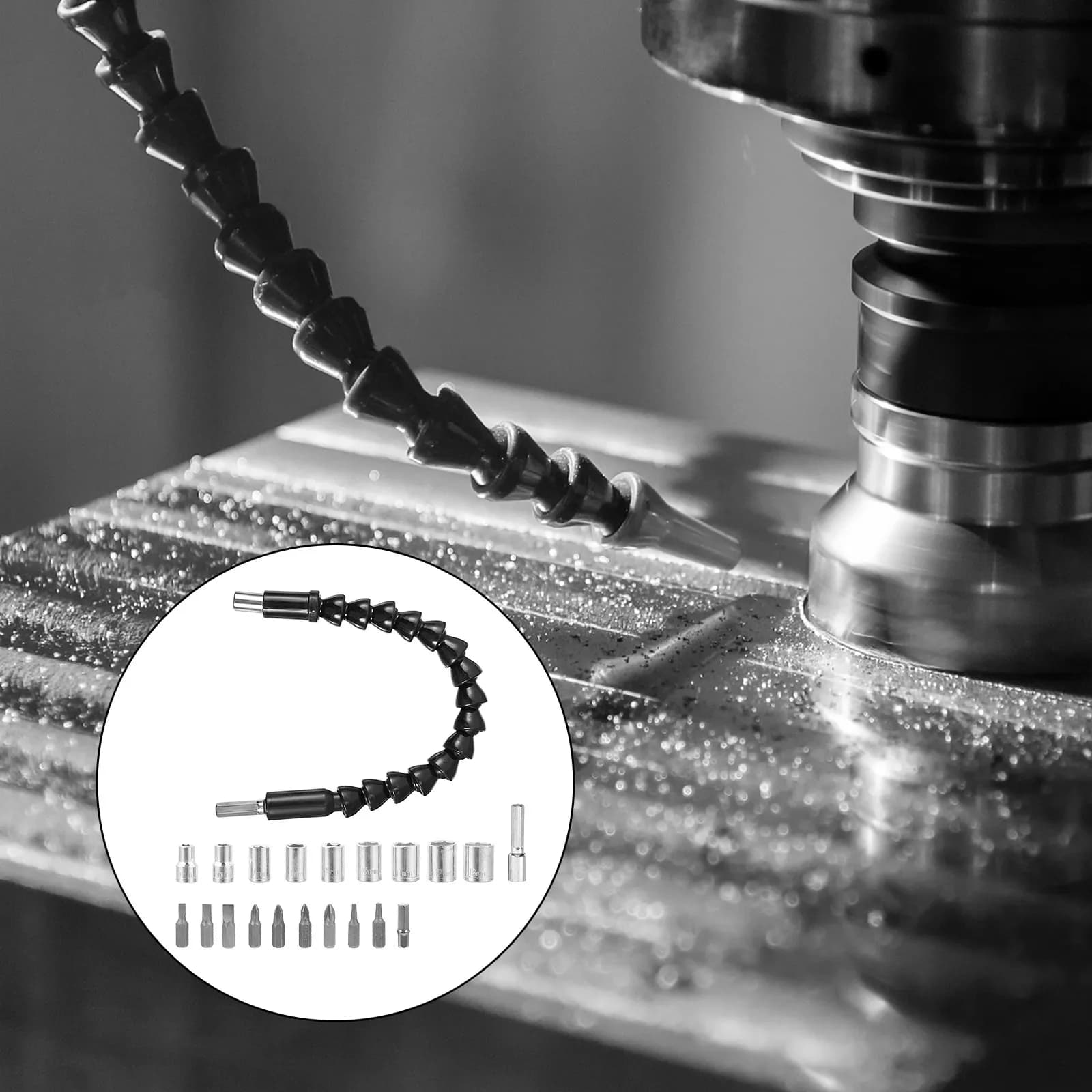 Set di 1 kit di punte per cacciavite con asta di prolunga flessibile per trapano elettrico manuale, strumento di riparazione per spazi ristretti, set di punte per trapano