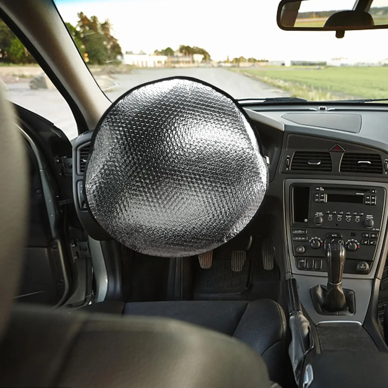 Volante per auto Copertura solare Foglio di alluminio Volante Riflettore antiscottatura Parasole di raffreddamento Parasole per veicolo per SUV