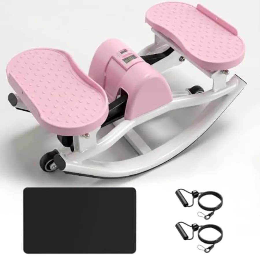 Rock Stepper, Stepper per Casa con Bande di Resistenza e Tappetino Antiscivolo, Stepper Oscillante Laterale, Macchina per Step a Basso Impatto