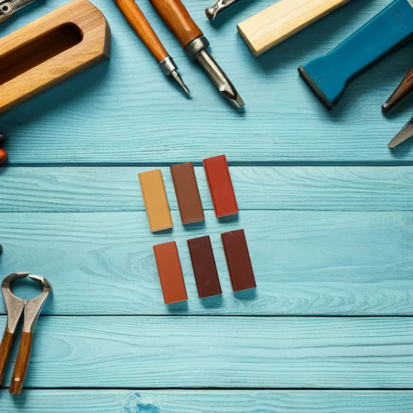 6 Pezzi Bastoncini di Cera Quadrati Super Resistenti per Riparazione Pavimenti in Legno, Mobili, Armadi, Tavoli - Kit di Cera per Riparazione Mobili