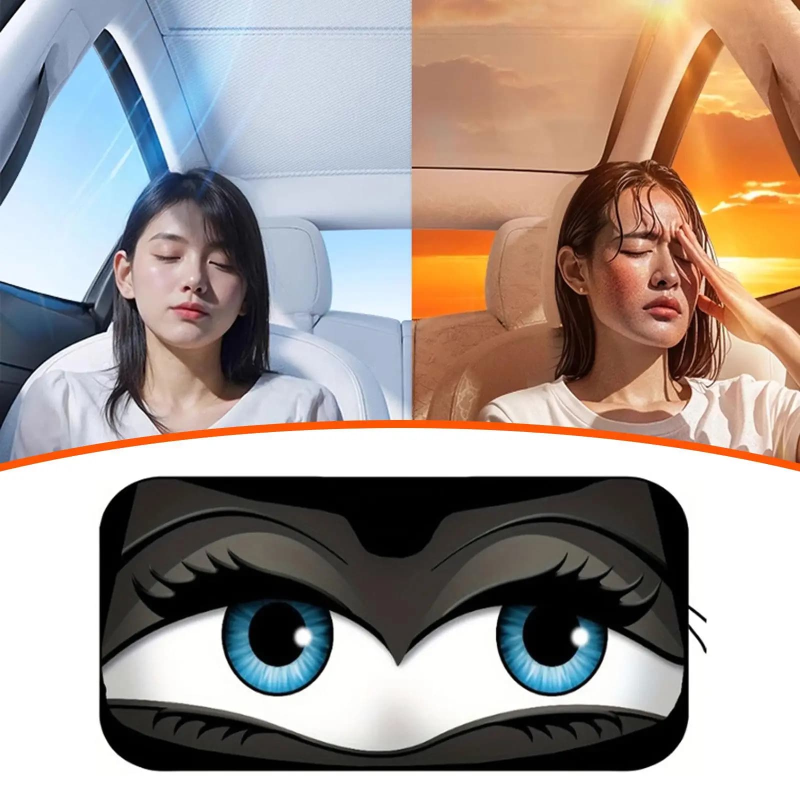 Parasole Pieghevole per Parabrezza con Occhi Cartoon Divertenti, Visiera Parasole Universale per Auto, Protezione Solare per Interni Veicoli