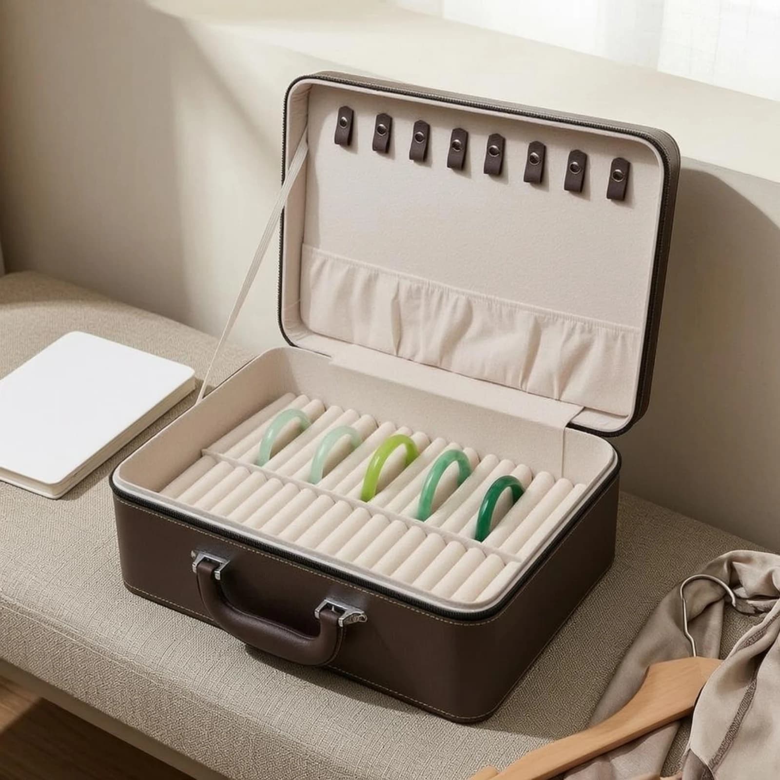 40-Slot Bracelet Case Rectangular Hard-Shell Bracelet Organizer Space-Saving Tangletangle-Resistant
