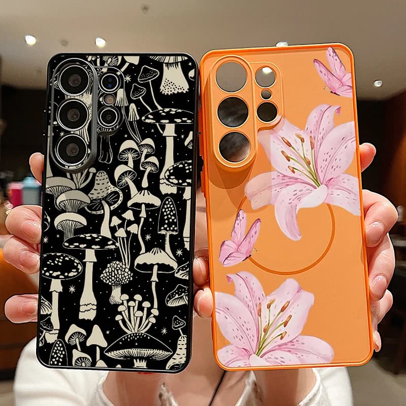 Cover Magnetica con Stampa Floreale per Samsung Galaxy S26 S25 S24 S23 Ultra Plus S25 FE A57 A56 A37 A17 A55 A26 A36 A35 5G