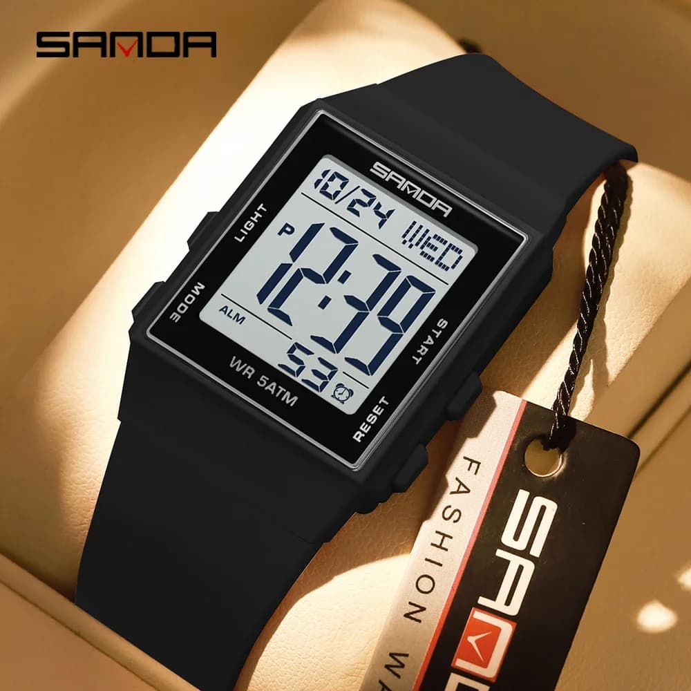 SANDA 6363 Orologi Digitali Casual da Donna con Illuminazione LED, Cronometro, Sveglia, Display Orario, Impermeabile 3ATM, Eleganti Orologi da Donna