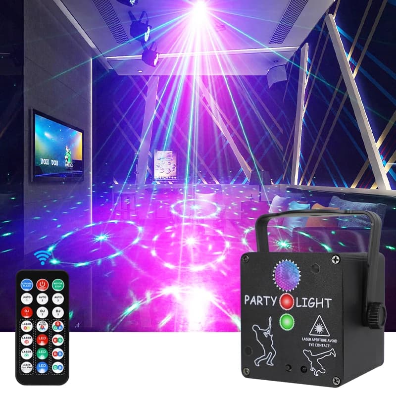 HCWE Lampade da discoteca USB Mini luci da festa Proiettore portatile Stroboscopi DJ RGB colorati Illuminazione scenica per Bar Club Karaoke Light