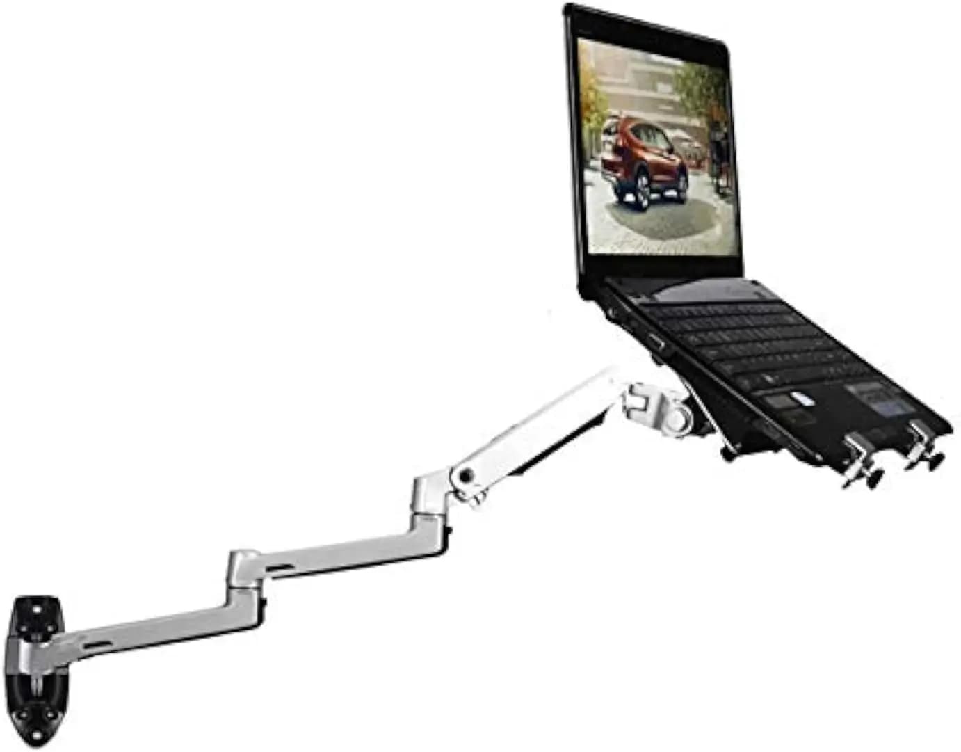 Supporto da Parete per Laptop con Braccio Ultra Lungo in Alluminio, Braccio Meccanico a Molla Completamente Articolato, Supporto per Monitor, Lapdesk (Argento)