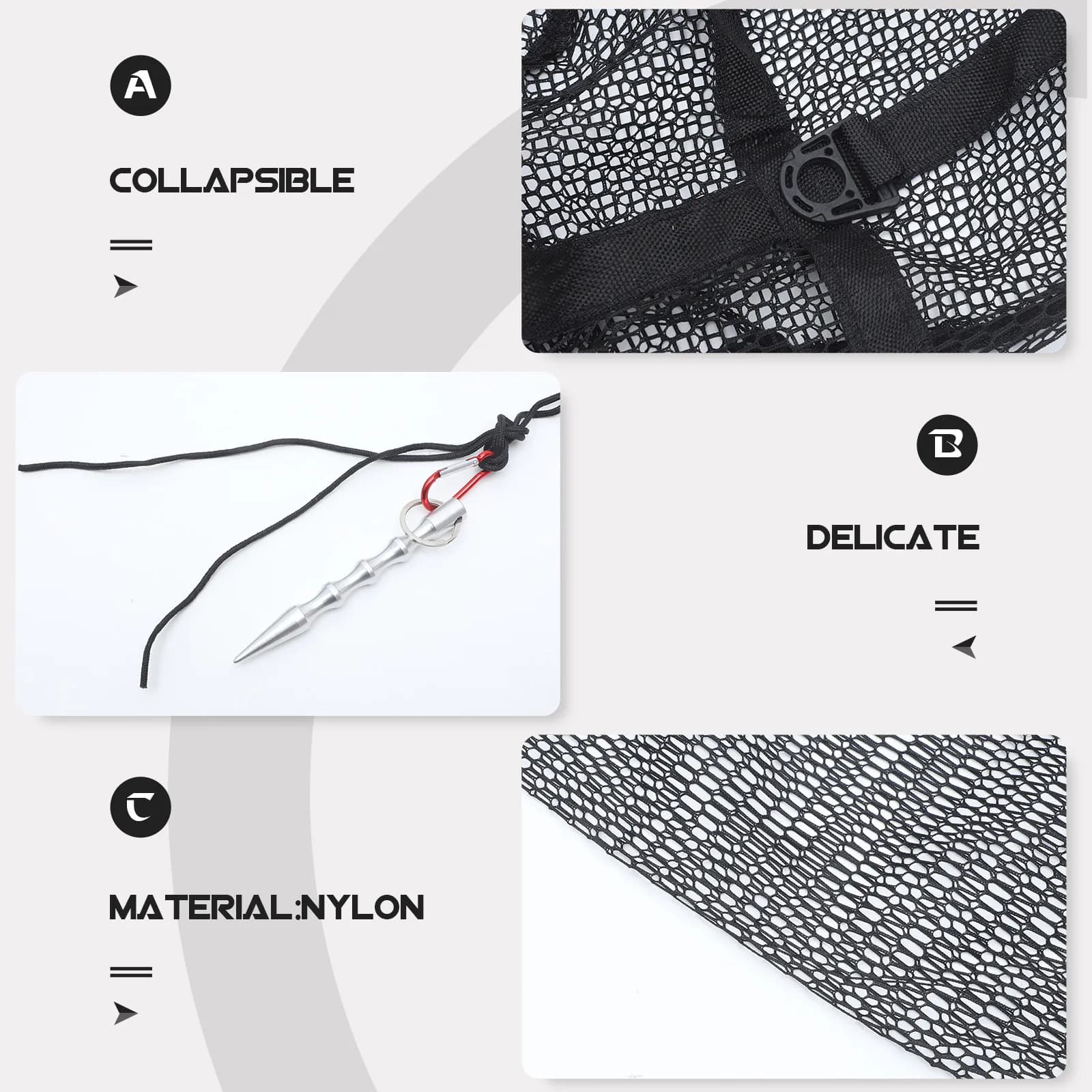 Set di 1 Rete da Pesca Rinforzata Portatile in Nylon, Rete Pieghevole per Catturare Pesci, Granchi, Gamberetti e Aragoste
