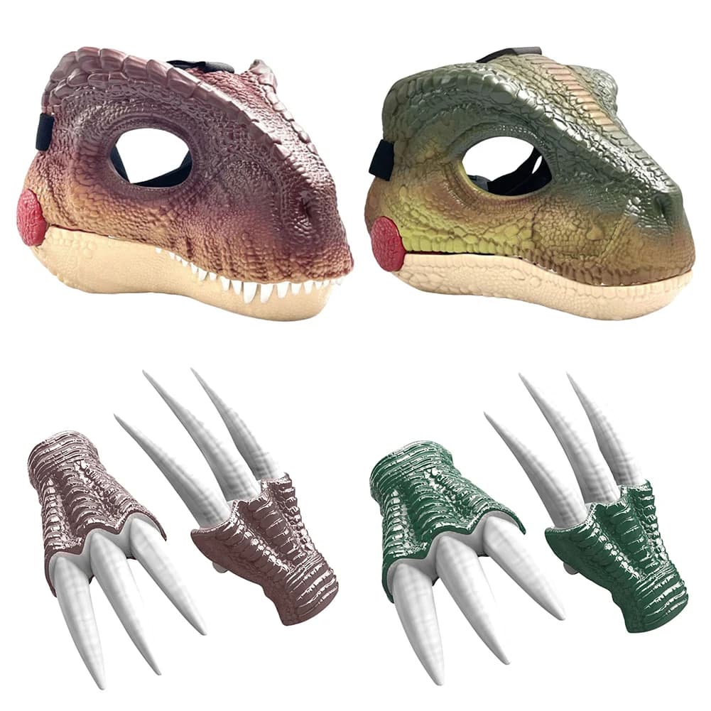 Moving Jaw Dino Mask with Dinosaur Scream Movable Mouth Dino Mask Lifelike Dinosaur Mask Headwear for Halloween Carnival Party