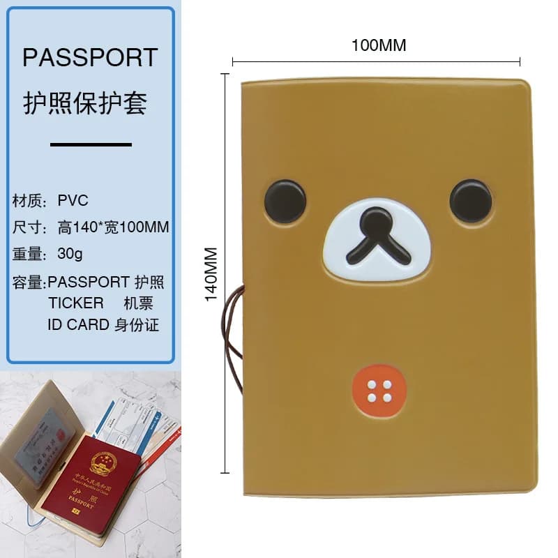 Rilakkuma Moda Donna Uomo Copertina per passaporto ID di viaggio Carta di credito Porta passaporto Pacchetto Portafoglio Borsa Borse Accessori da viaggio