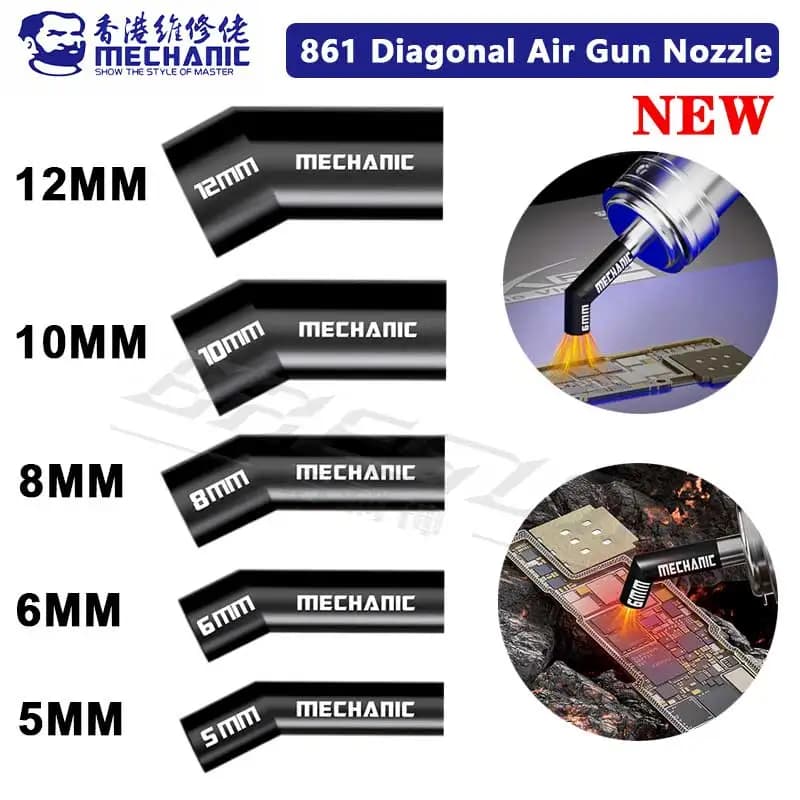 Ugello ad aria calda meccanico adatto per pistola ad aria compressa 861 5 6 8 10 12 mm 861 Ugello per pistola ad aria diagonale Ugello per colpo obliquo Riscaldamento uniforme