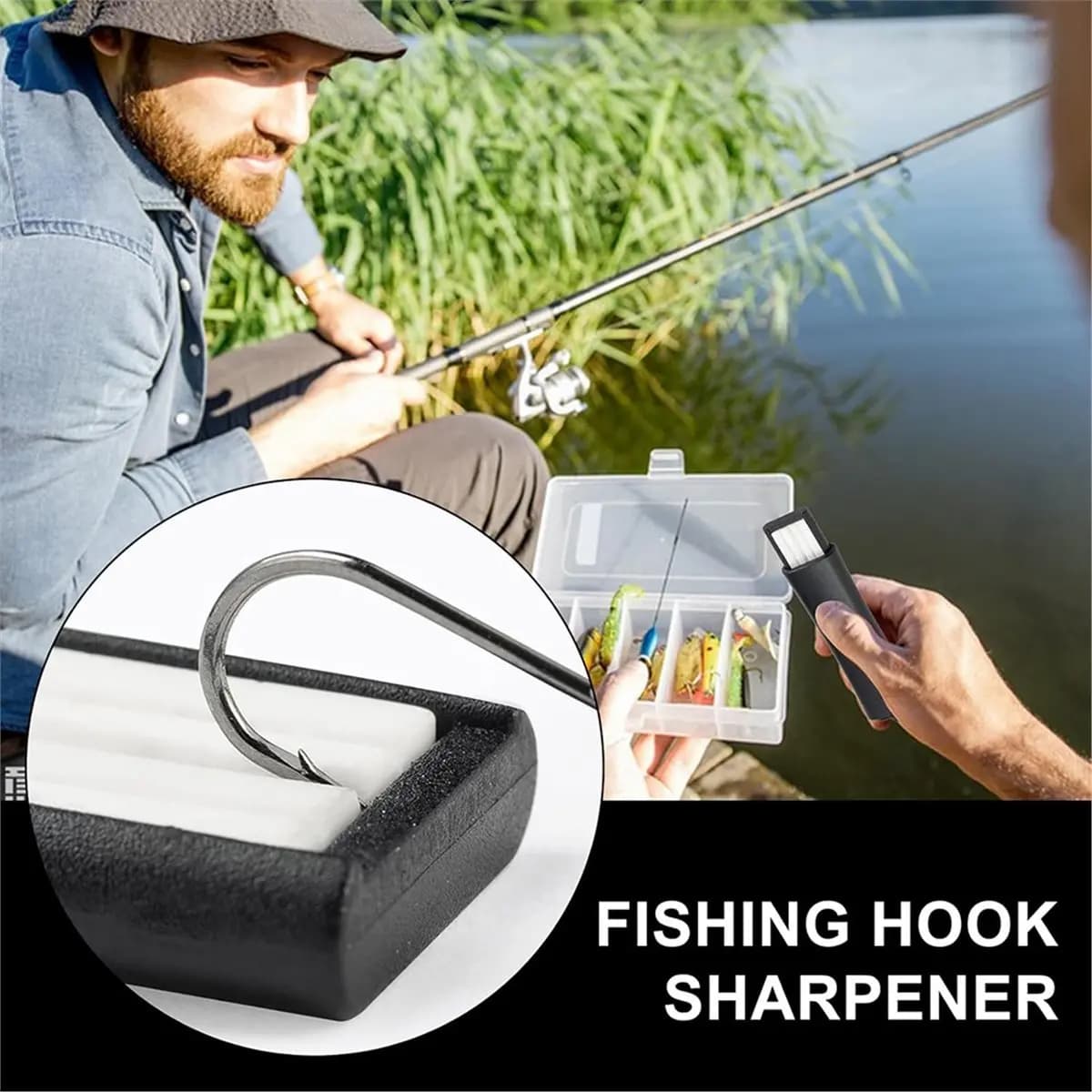 L79A Fishing Hook Sharpener - Compact Ceramic Tool for Enhanced Hook Efficiency, Fits Easily in Tackle Box