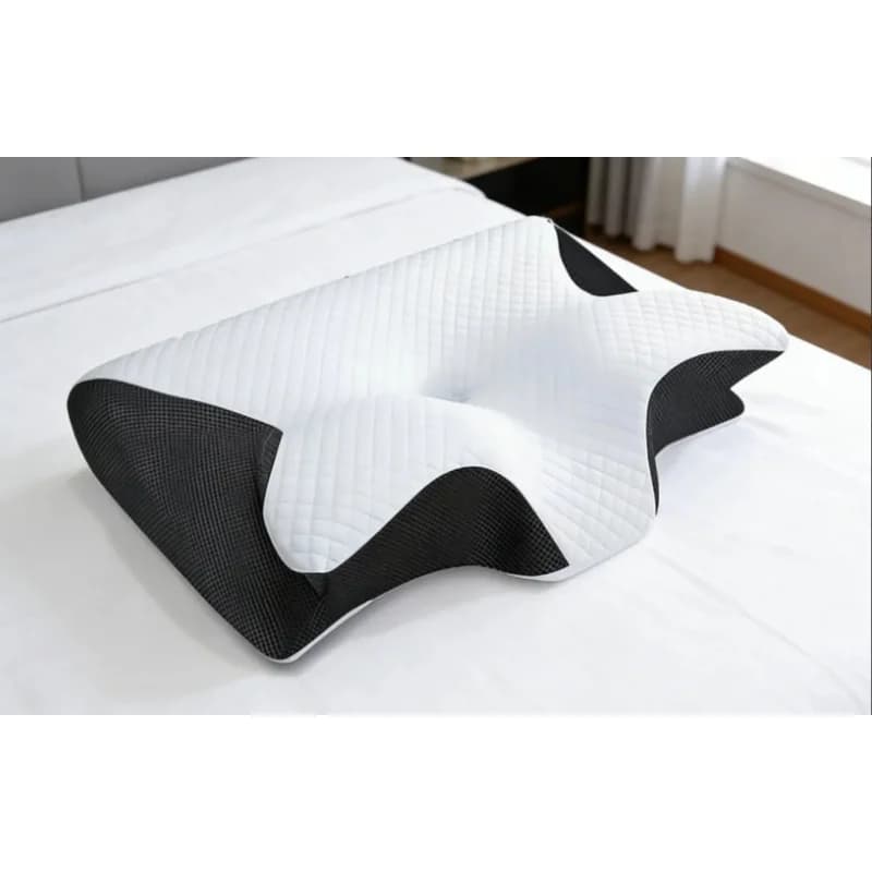 Cuscino Cervicale in Memory Foam 2 in 1, Cuscino Ortopedico Ergonomico per Alleviare il Dolore al Collo