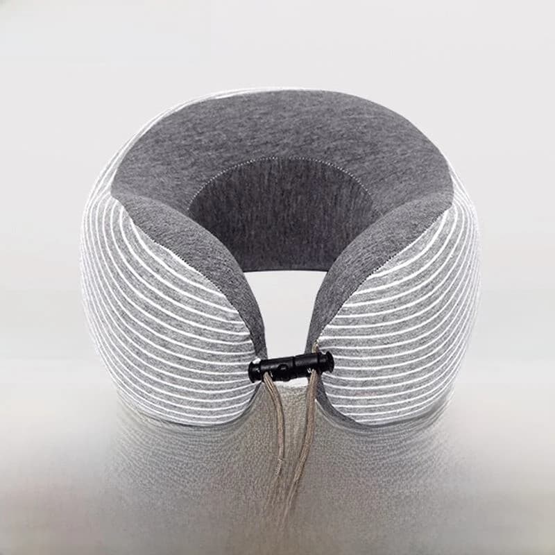 Cuscino da Viaggio Portatile in Memory Foam per Lunghi Viaggi, Auto e Aereo, Cuscino a U a Quadretti, Accessori per il Comfort in Viaggio