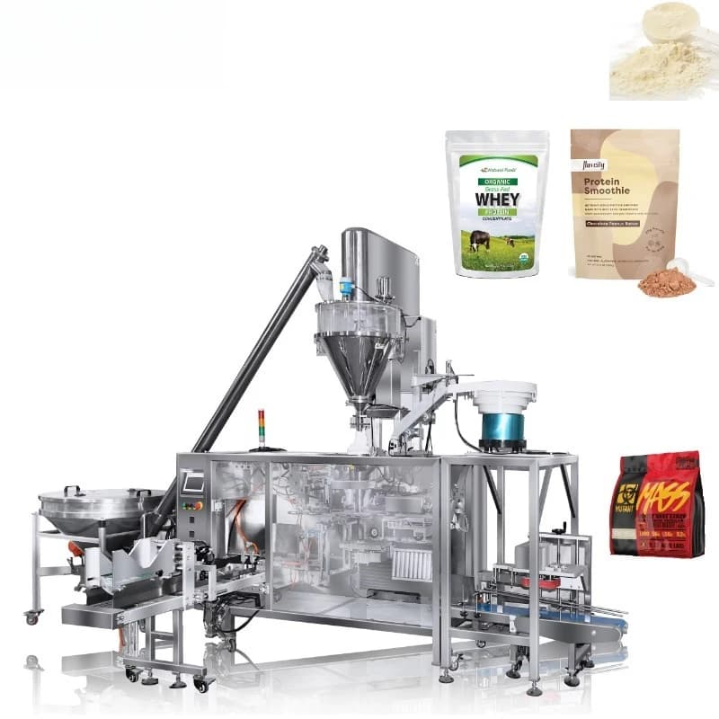Whey Protein Powder Filling Machine Stand-up Zipper Bag Packing Scoop Massive Gainer Milk Powder Doypack Packing Machine